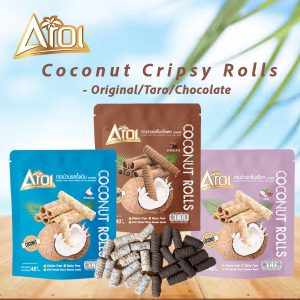 AROI Coconut Crispy Rolls- Chocolate 40g *NEW ARRIVAL! Promo! - Image 5