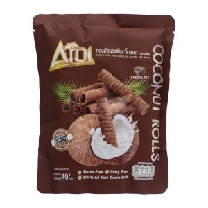 AROI Coconut Crispy Rolls- Chocolate 40g *NEW ARRIVAL! Promo! - Image 1